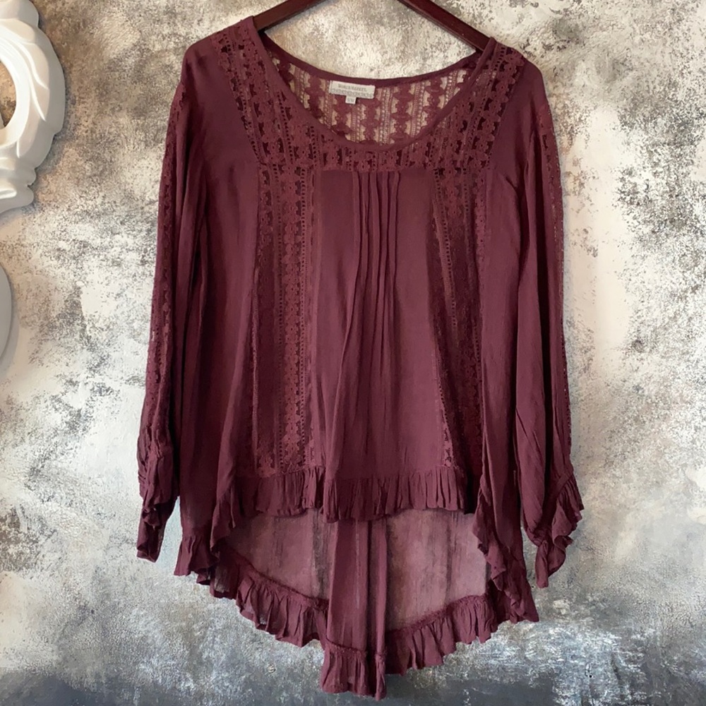 Burgundy Lace High/Low Top Size S/M
